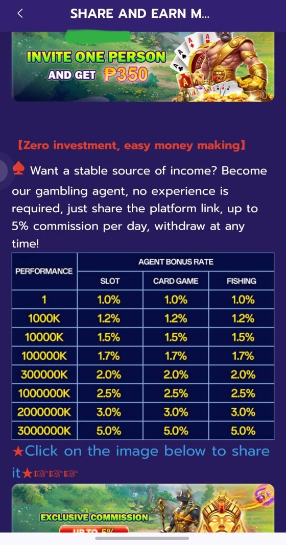 PK888 agent commission table showing bonus rates by performance tier